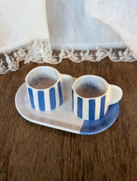 Image 5 of Ensemble 2 tasses Expresso et Plateau Bleu