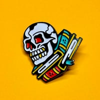 Image 2 of Skull Books Enamel Pin Badge