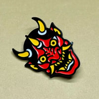 Image 2 of Red Hannya Enamel Pin Badge