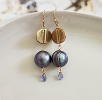 Image 2 of Pearls + Lavender Earrings