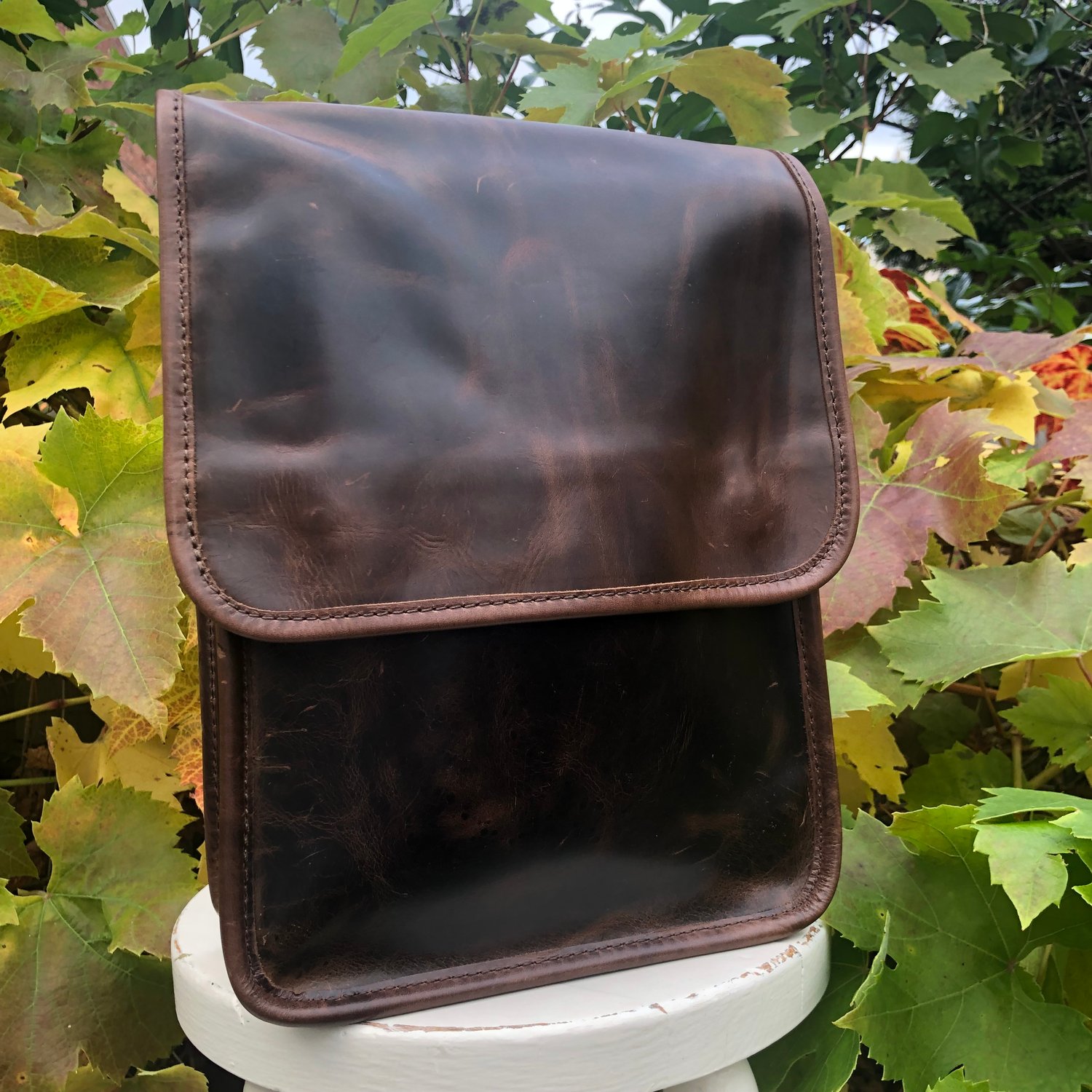 Image of 11”x9” - Ipad-Size #6B - Bufflalo ‘Pull-Up’ Leather Bag/Half Flap