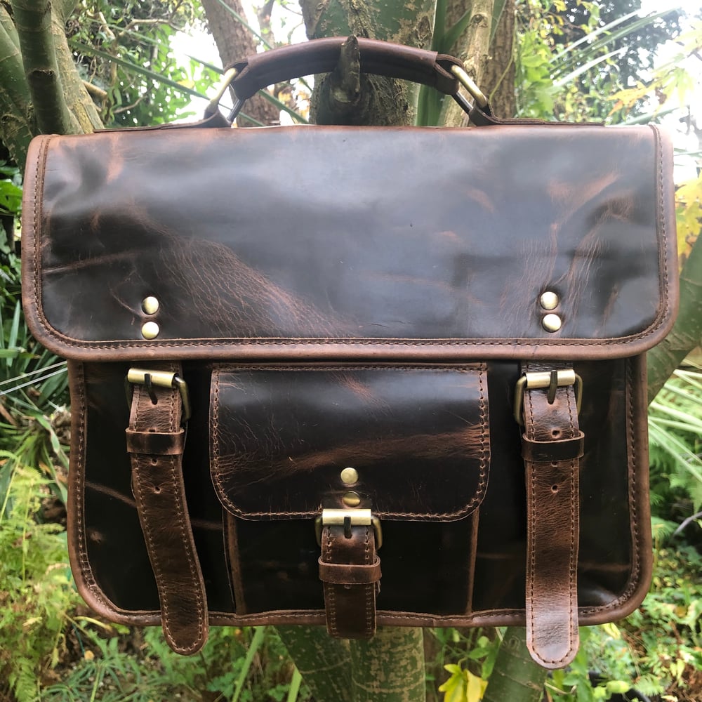 Image of 13”x10” - A4 Size Handmade Leather Unisex Satchel with Handle #3