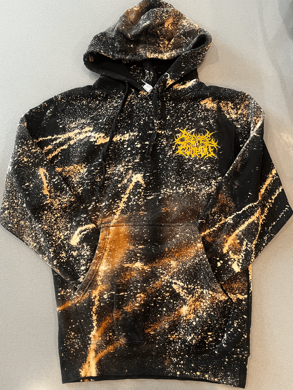 Image of 🧡🧪🖤LAST ONE🖤🧪🧡 Acid Tie-Dyed Black and Orange PeePee PooPoo Hoodie