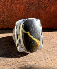 Image 1 of WL&A Handmade Black Jack Ribbon Arrowhead Signet Ring - Size 12