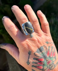 Image 5 of WL&A Handmade Black Jack Ribbon Arrowhead Signet Ring - Size 12