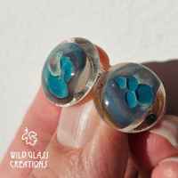 Image 1 of Fused Glass Stud Earrings - round