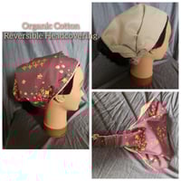 Image 1 of Organic Cotton Reversible Headcovering -Plum floral  