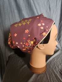 Image 4 of Organic Cotton Reversible Headcovering -Plum floral  