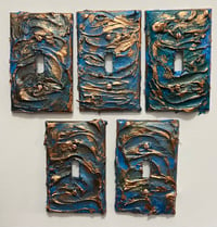 Abstract Blue Textured Light Switch Plates 