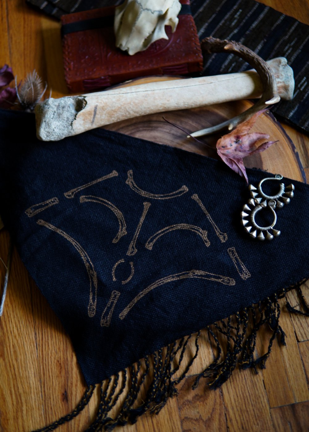 Image of Bone Print Kerchief - Gold Ink - 2