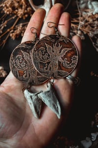 Image 3 of Dance with the Devil etched brass earrings