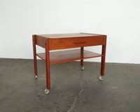Image 1 of Teak Side Table / Office Cart on Casters