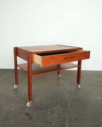 Image 3 of Teak Side Table / Office Cart on Casters