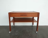 Image 2 of Teak Side Table / Office Cart on Casters