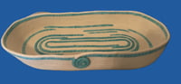 Image 1 of Handmade turquoise Oval rope basket
