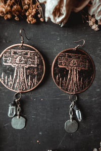 Image 3 of Pillory etched brass earrings