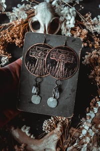 Image 5 of Pillory etched brass earrings