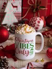 Image 1 of Christmas Vibes 12oz Ceramic Mug - Reusable and Perfect for Drinks - Drinkware
