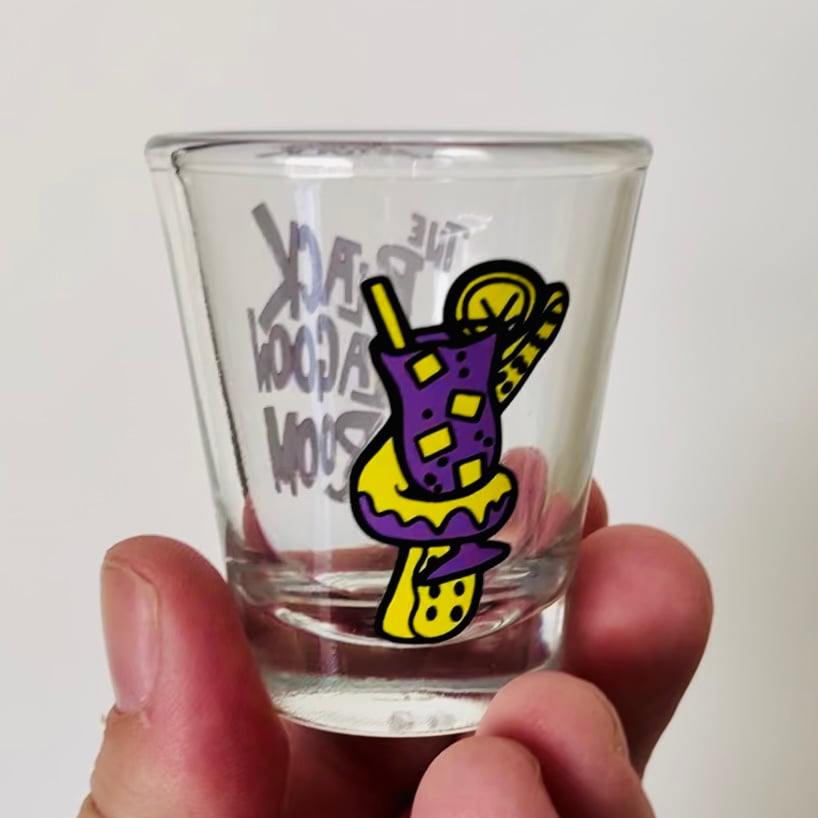 KRAKEN LIKES A HURRICANE BLR Logo 2 oz Shot Glass