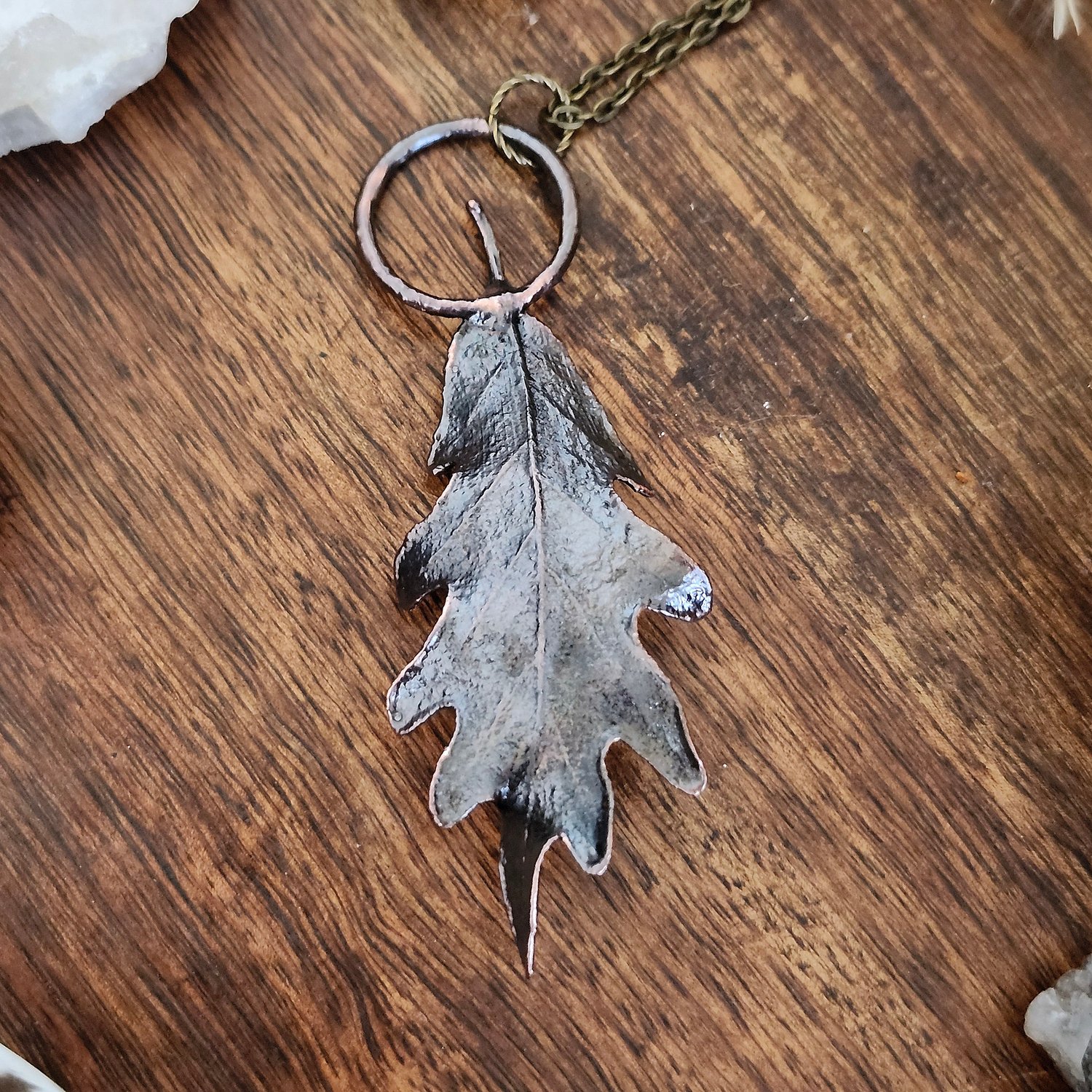 Image of Tangerine Quartz Oak Leaf Necklace 