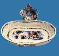 Image 3 of Handmade rope cat food/water basket 