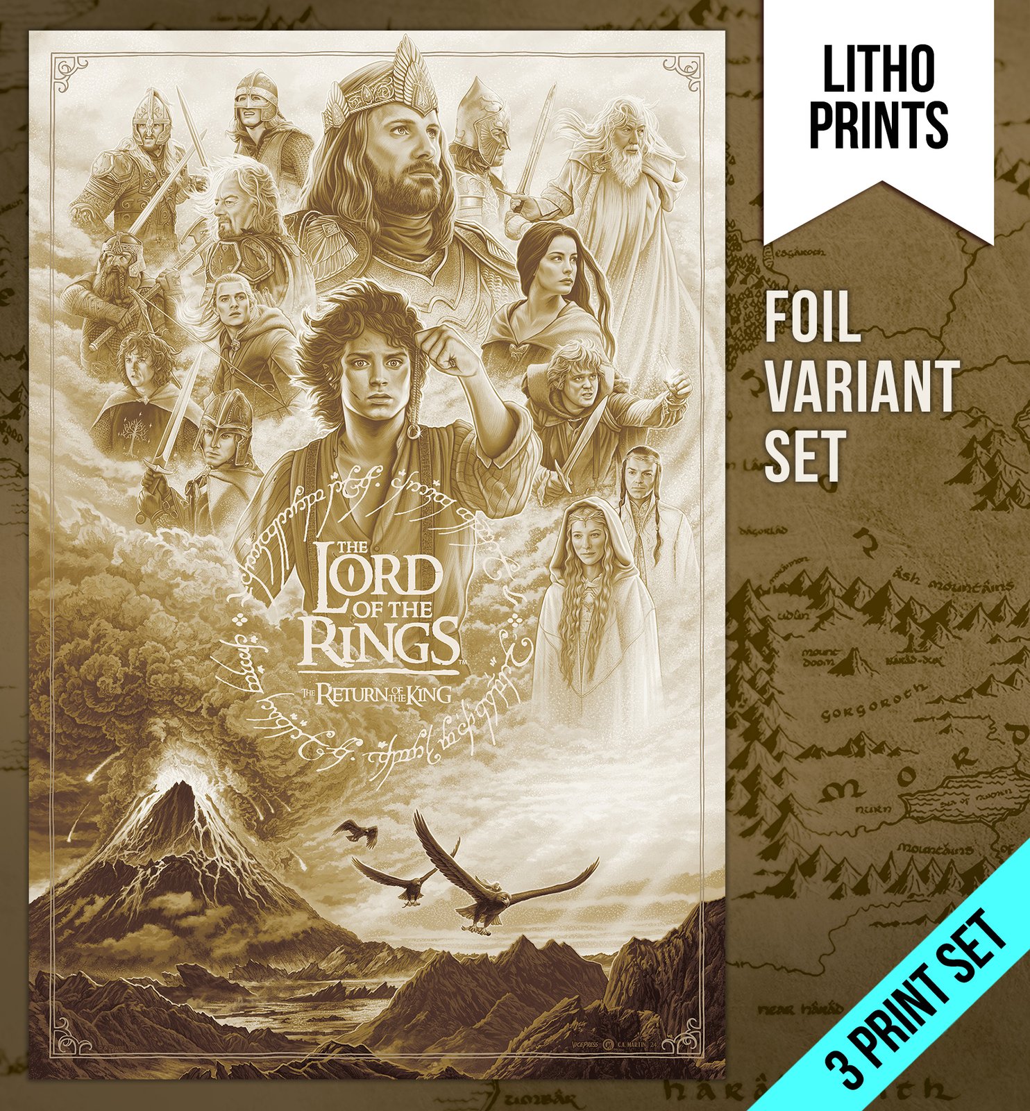THE LORD OF THE RINGS TRILOGY - LITHOGRAPHS - FOIL VARIANT AP SET