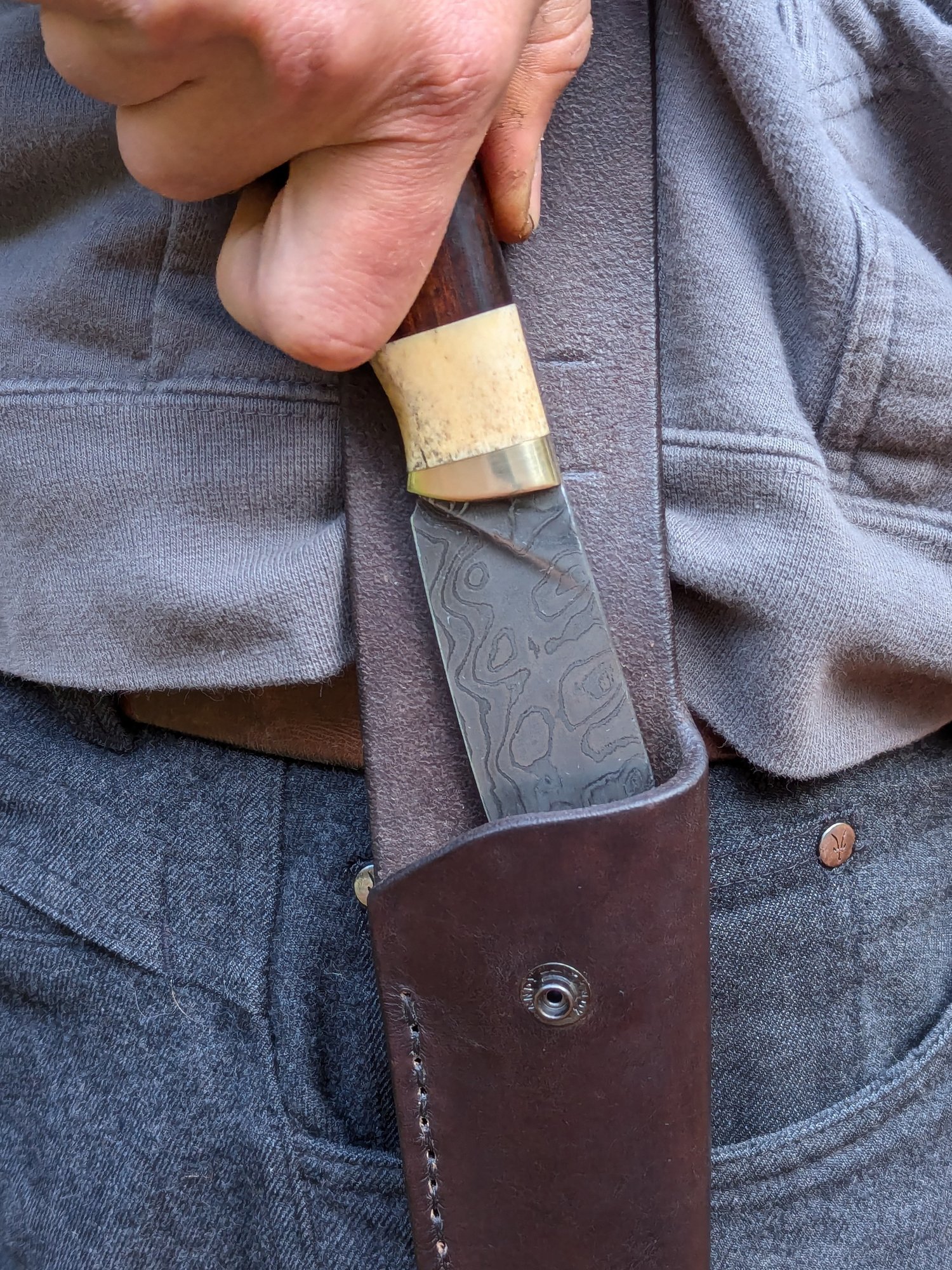 Image of Damascus bushcraft knife 