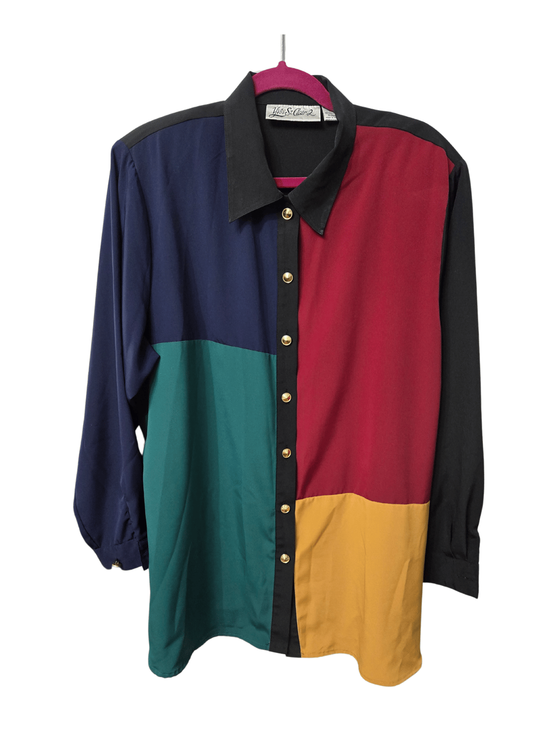 Image of Yves St Clair Color Block Button-up 