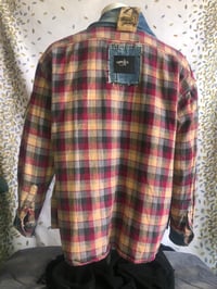 Image 4 of Jean Junky Premium Kimono Shirt Jacket Wool Plaid, Flared Denim Collar 