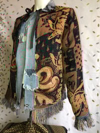 Image 3 of Jean Junky Premium Woven Tapestry Kimono Jacket, Denim Front Collar W/Leather Accent 