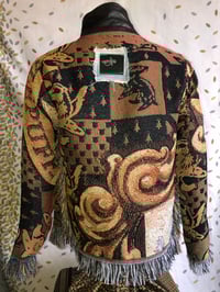 Image 5 of Jean Junky Premium Woven Tapestry Kimono Jacket, Denim Front Collar W/Leather Accent 