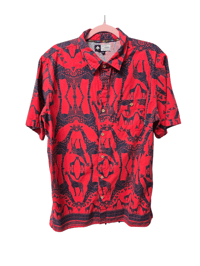 Image 1 of Red/Blue Giraffe Button-up 