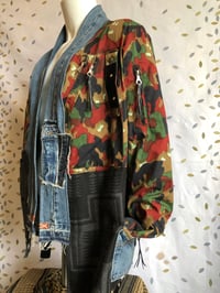 Image 2 of Jean Junky Premium Italian Camouflage Army Kimono Jacket W/African Woven Fabric 
