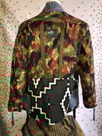 Image 4 of Jean Junky Premium Italian Camouflage Army Kimono Jacket W/African Woven Fabric 