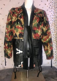 Image 1 of Jean Junky Premium Italian Camouflage Army Kimono Jacket, Black Lambskin Leather Collar 