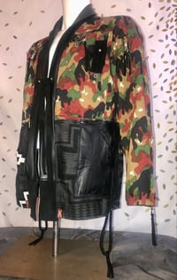 Image 3 of Jean Junky Premium Italian Camouflage Army Kimono Jacket, Black Lambskin Leather Collar 