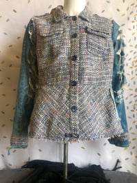 Image 1 of Jean Junky Premium Upcycled Vintage St.Johns Coat W/Rips& Tears Faded Denim Sleeves 