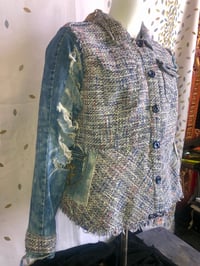 Image 2 of Jean Junky Premium Upcycled Vintage St.Johns Coat W/Rips& Tears Faded Denim Sleeves 