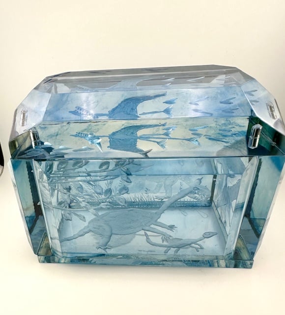 Image of  Prehistoric Lucite Box- Double Petite in Aqua (Custom order only)