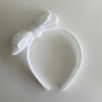 Image 1 of White double cloth bow headband