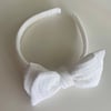 White double cloth bow headband