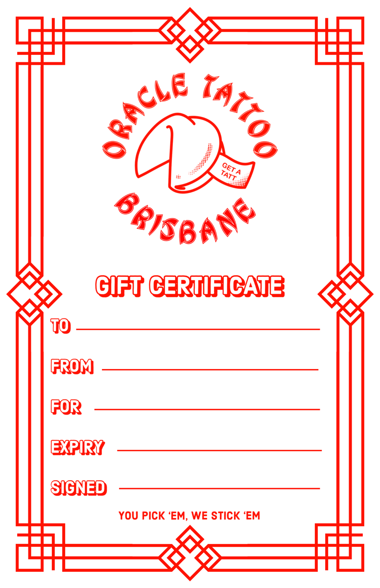 Oracle Tattoo Gift Certificate | Oracle Tattoo for Free Printable Editable Printable Tattoo Gift Certificate