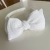 White double cloth bow headband