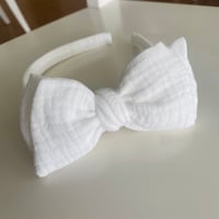 Image 3 of White double cloth bow headband