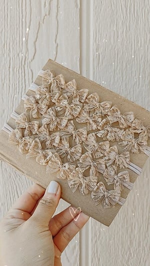 Image of Latte vintage lace multiple bows tiebacks
