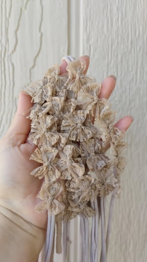 Image of Latte vintage lace multiple bows tiebacks
