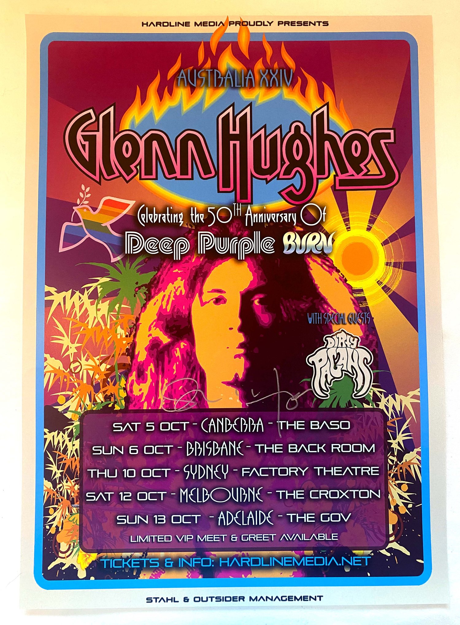 Image of GLENN HUGHES - Performs Burn - AUTOGRAPHED AUSSIE 2024 TOUR POSTER - ONLY 1