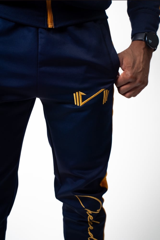 Image of Warmup Track Pants (Navy & Gold)