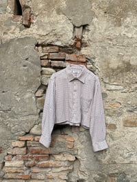 Camicia upcycling crop a quadri