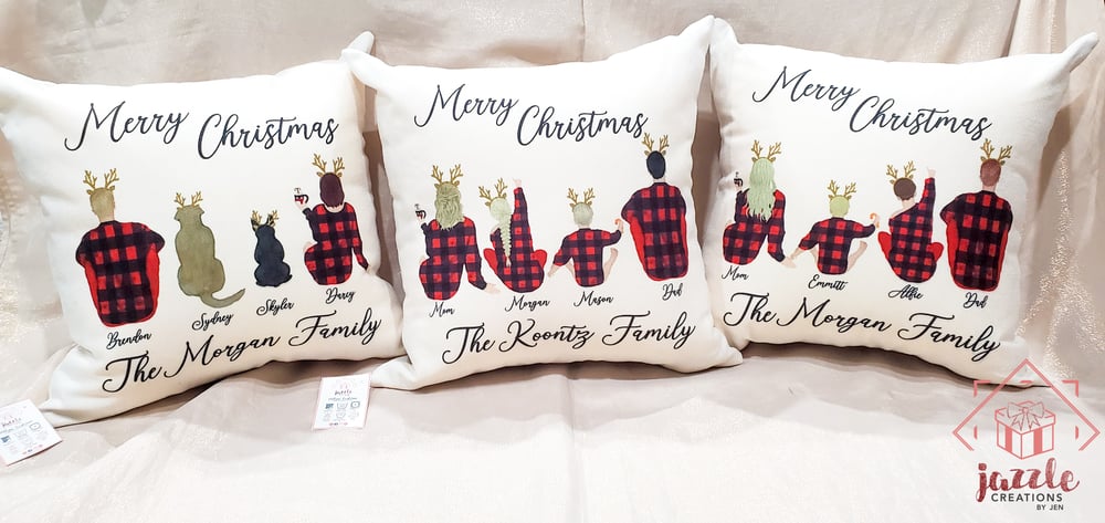 Image of Christmas Family Plaid Pillow